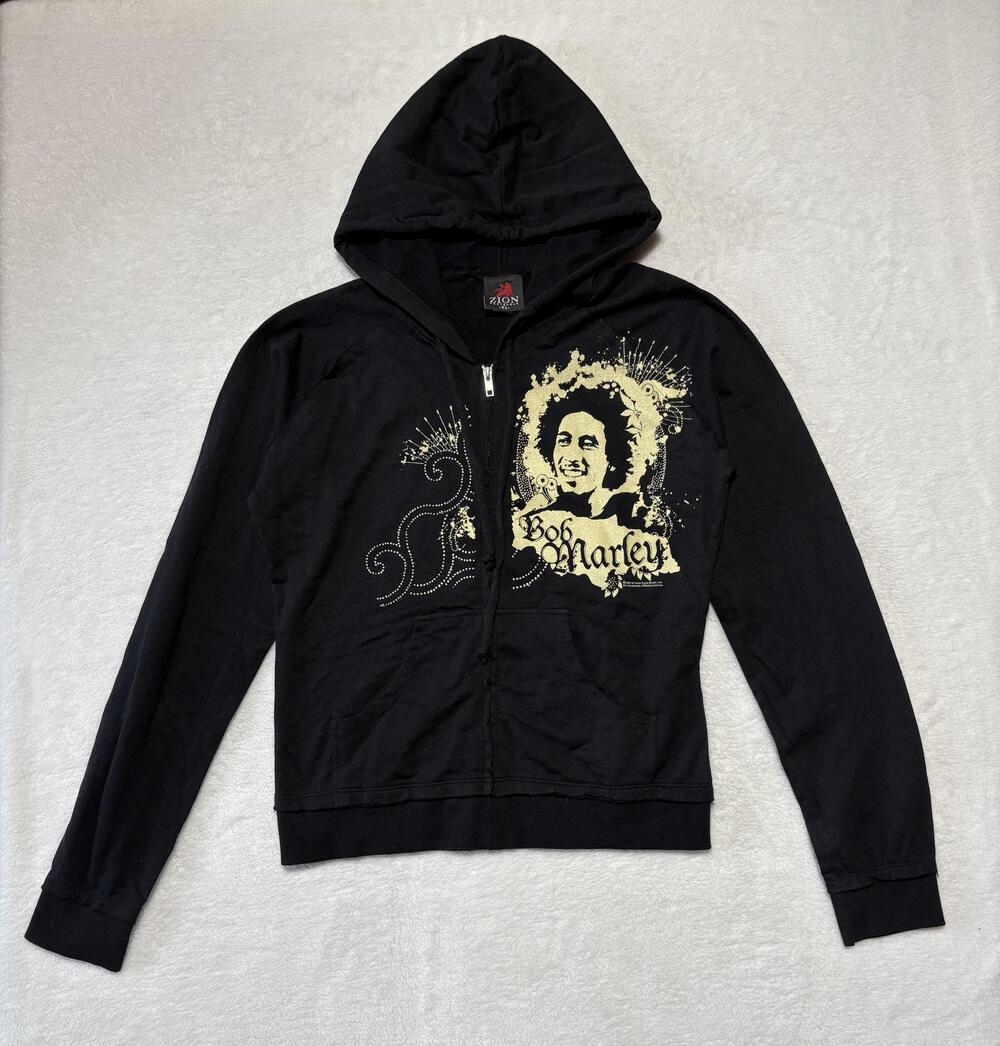 Bob Marley Hoodie Mens XL Zion Rootswear Full Zip Graphic Jacket Reggae 2006